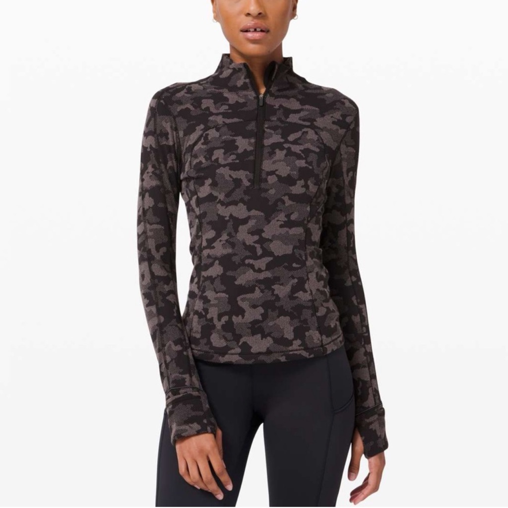 Lululemon Run Briskly 1/2 Zip Jacket Size 2 Heritage Camo Black Lunar Rock